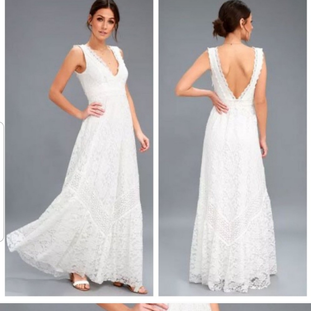 Lulu's Melia White Lace Dress